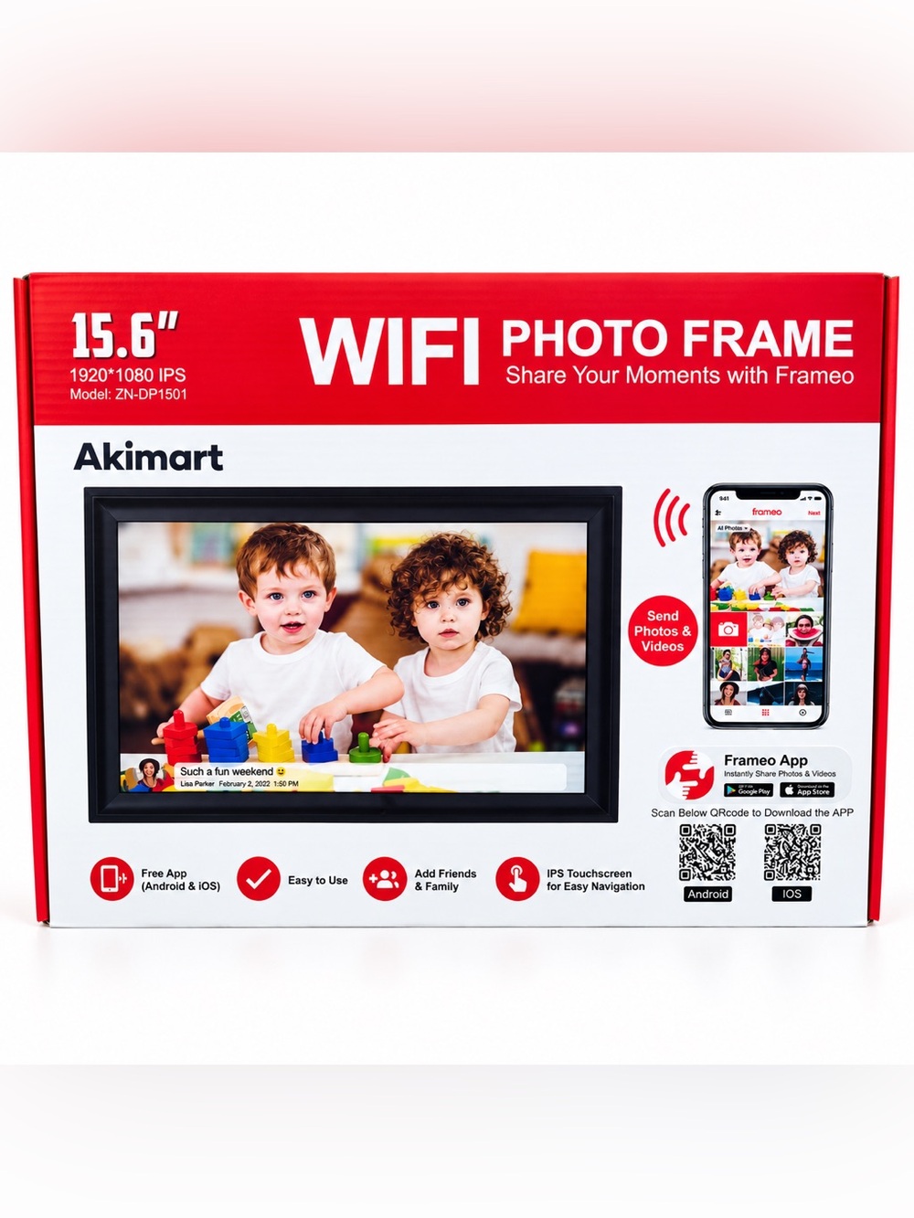 15.6" WiFi Photo Frame + Touchscreen Display